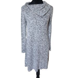 Soft Surroundings Wmn's PXS Gray Long Sleeve Sweater Mini Dress With Slouch Neck
